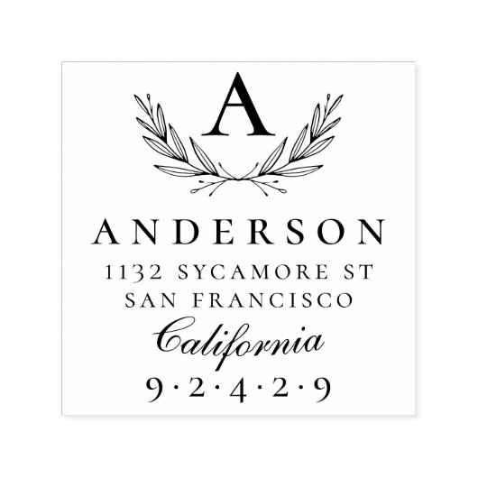 独自のモノグラムエレガント差出人住所の作成 セルフインキングスタンプ (デザイン)