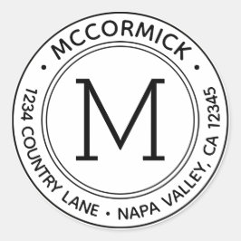 独自のモノグラムカスタム差出人住所の作成 ラウンドシール