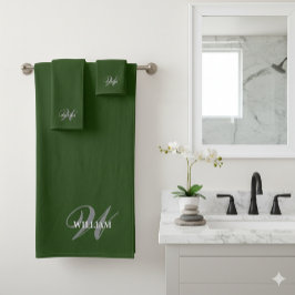 独自のモノグラムカラーマッチの作成ティール(緑がかった色) バスタオルセット
