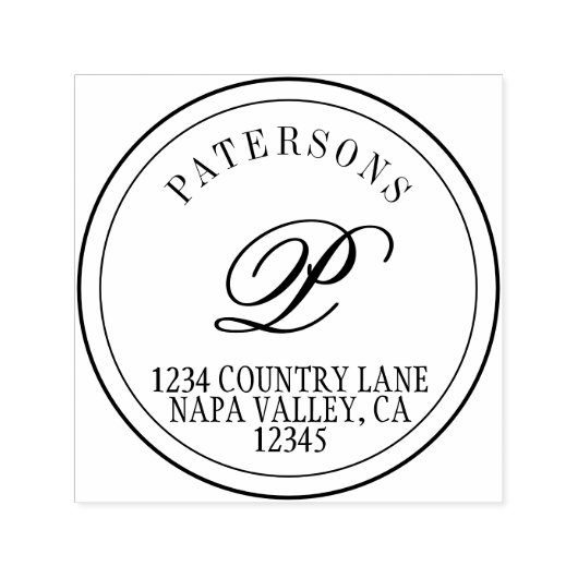 独自のモノグラムクラシック差出人住所の作成 セルフインキングスタンプ (デザイン)