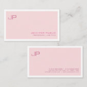 独自のモノグラムピンクを作エレガント成すモダンる 名刺 (正面/裏面)