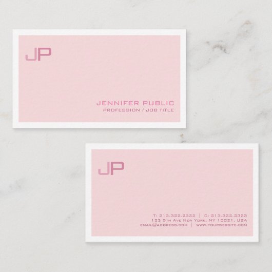 独自のモノグラムピンクを作エレガント成すモダンる 名刺 (正面/裏面)