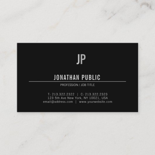 独自のモノグラムモダンテンプレートのエレガント作成 名刺 (正面)