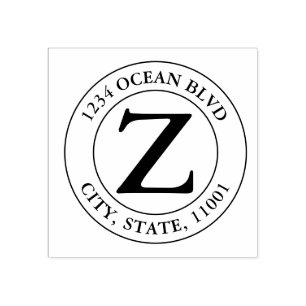 独自のモノグラムモダンファミリー名ラウンドの作成 ラバースタンプ