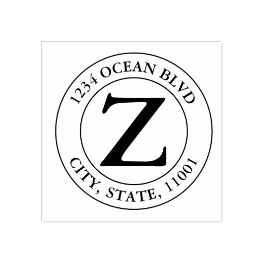 独自のモノグラムモダンファミリー名ラウンドの作成 ラバースタンプ (インプリント)