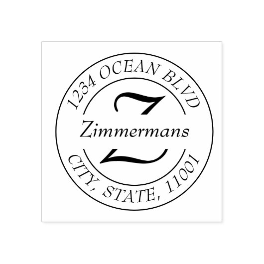 独自のモノグラムモダンラウンドシンプルの作成 ラバースタンプ (インプリント)