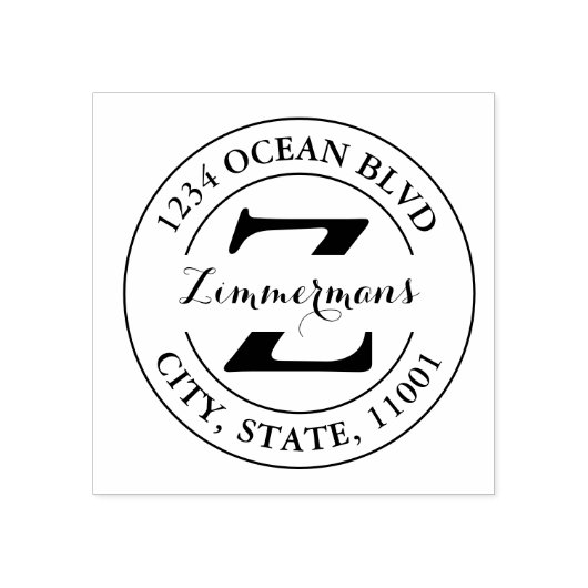 独自のモノグラムモダンラウンドラバースタンプの作成 ラバースタンプ (インプリント)