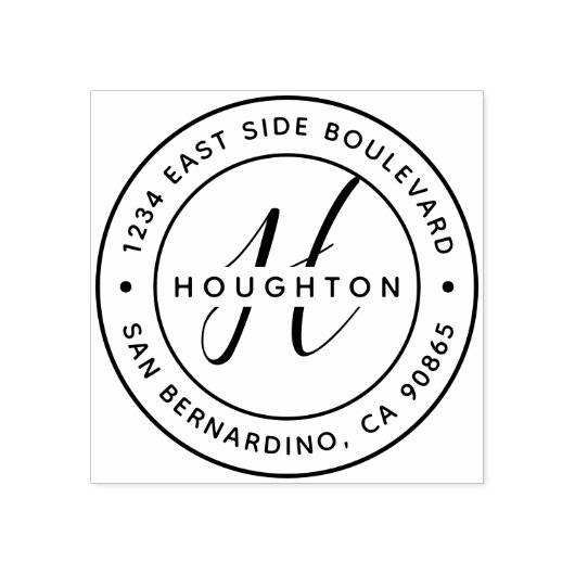 独自のモノグラムモダン差出人住所の作成 ラバースタンプ (インプリント)