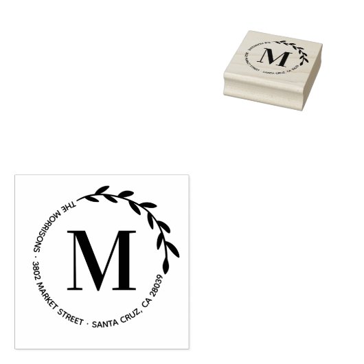 独自のモノグラムラウンド差出人住所の作成 ラバースタンプ (押印)