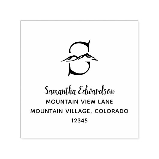 独自のモノグラム山の差出人住所を作成 セルフインキングスタンプ (デザイン)