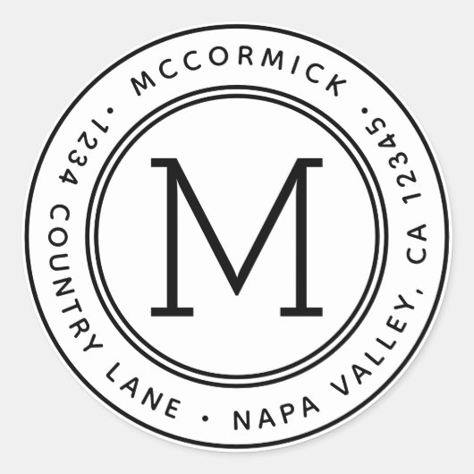 独自のモノグラム差出人住所の作成 ラウンドシール (正面)