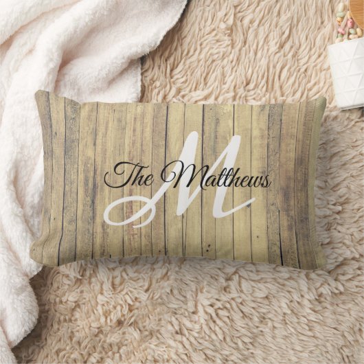 独自のモノグラム素朴ファミリー名の作成 ランバークッション (ブランケット)