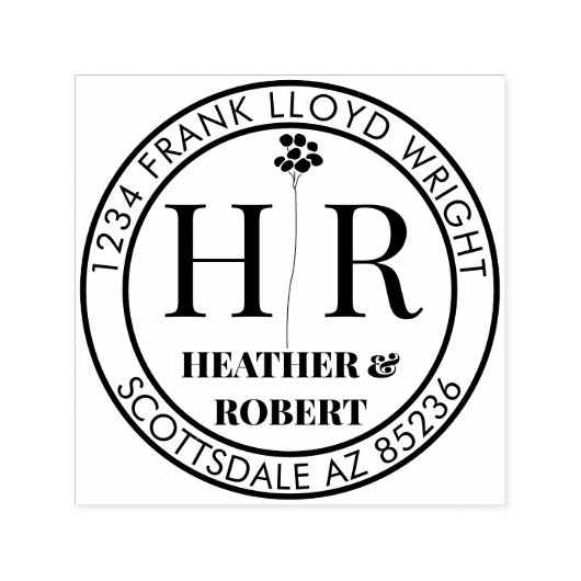 独自のモノグラム結婚差出人住所の作成 セルフインキングスタンプ (デザイン)