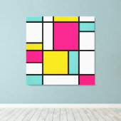 独自のモンドリアンモダン抽象芸術 キャンバスプリント (インサイチュ (ウッドフロア))