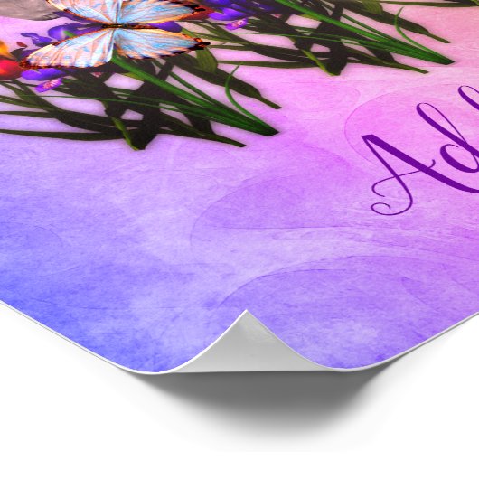 独自のユニコーンと蝶のファンタジーを作成 ポスター (角)