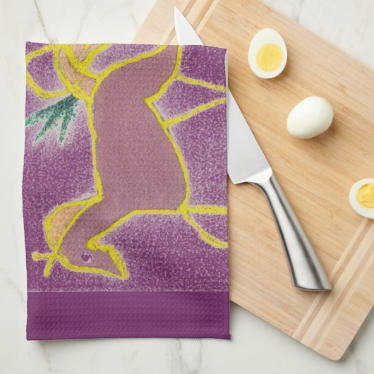 独自のユニコーンのフローラパワーかわいい美学を作成 キッチンタオル (四つ折り)