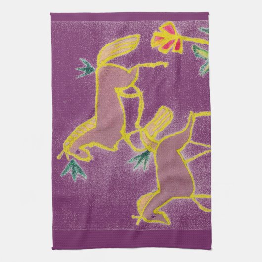 独自のユニコーンのフローラパワーかわいい美学を作成 キッチンタオル (縦)