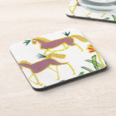 独自のユニコーンのフローラパワーかわいい美学を作成 コースター (左側)