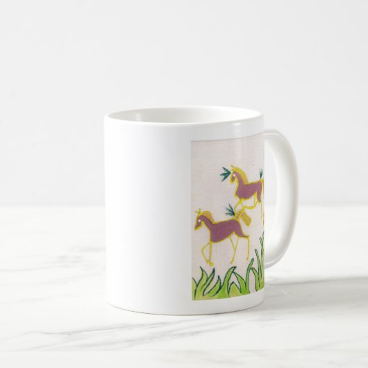 独自のユニコーンのフローラパワーかわいい美学を作成 コーヒーマグカップ (正面右)