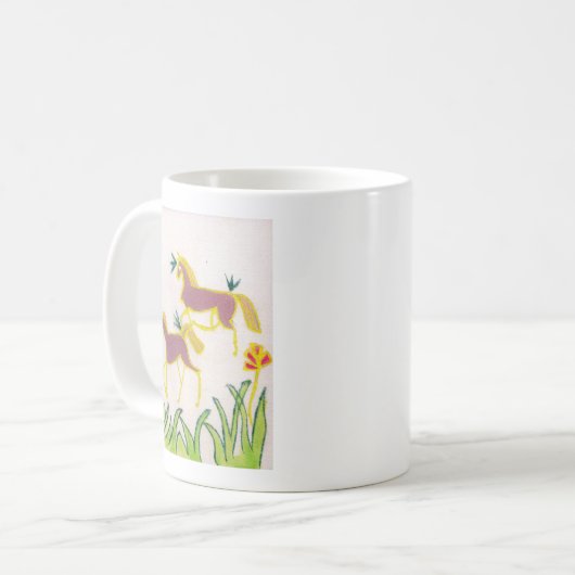 独自のユニコーンのフローラパワーかわいい美学を作成 コーヒーマグカップ (正面左)