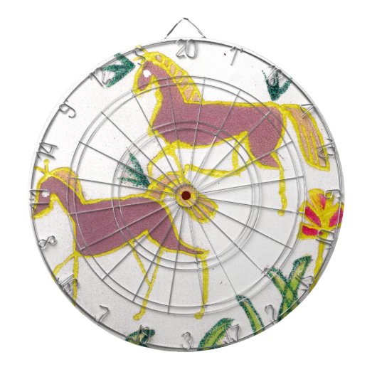 独自のユニコーンのフローラパワーかわいい美学を作成 ダーツボード (正面)