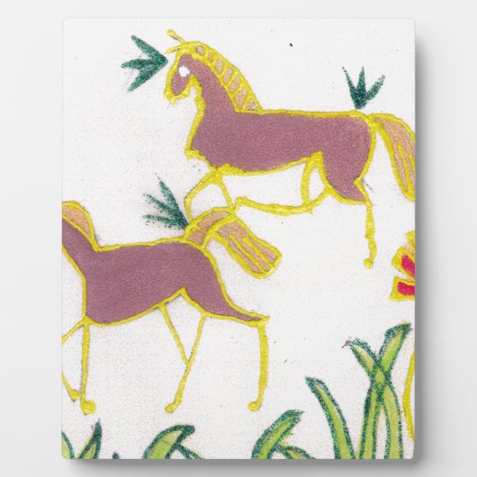 独自のユニコーンのフローラパワーかわいい美学を作成 フォトプラーク (正面)
