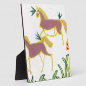 独自のユニコーンのフローラパワーかわいい美学を作成 フォトプラーク (側面)