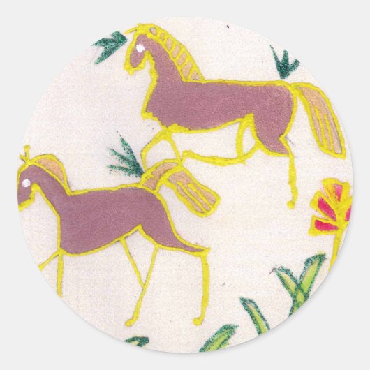 独自のユニコーンのフローラパワーかわいい美学を作成 ラウンドシール (正面)