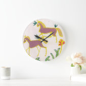 独自のユニコーンのフローラパワーかわいい美学を作成 ラージ壁時計 (ホーム)