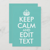 独自のライトの作成ティール（緑がかった色）Keep Calm and Carry On ノートカード (正面/裏面)