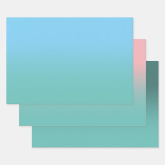 独自のライトティール(緑がかった色)を作成グラデーション ラッピングペーパーシート (セット)