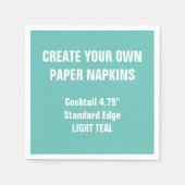 独自のライトティール（緑がかった色）カクテル紙ナプキンスを作成 スタンダードカクテルナプキン (正面)