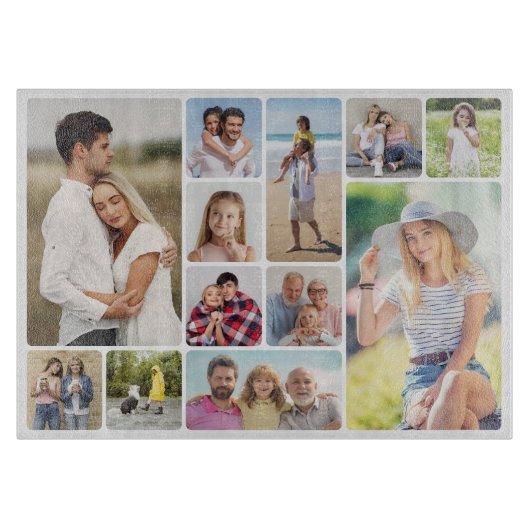 独自のラウンドコーナーを作成12フォトコラージュ カッティングボード (正面)