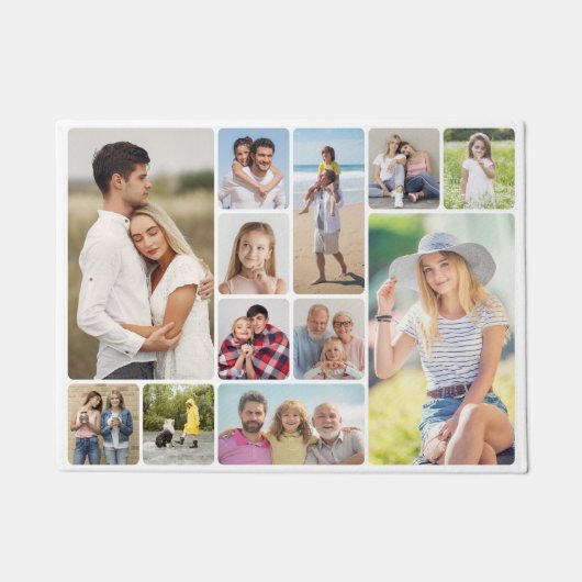 独自のラウンドコーナーを作成12フォトコラージュ ドアマット (正面)