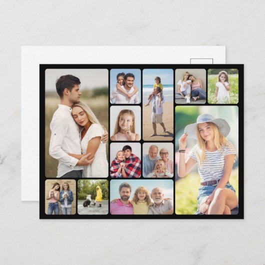 独自のラウンドコーナーを作成12フォトコラージュ ポストカード (正面/裏面)