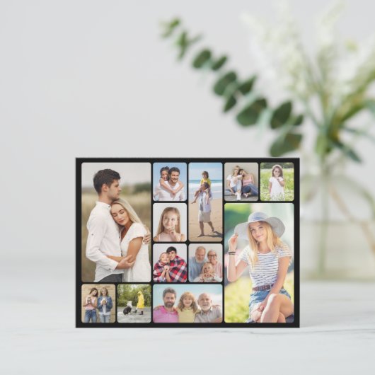 独自のラウンドコーナーを作成12フォトコラージュ ポストカード (スタンド正面)