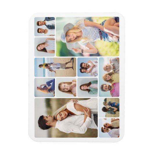 独自のラウンドコーナーを作成12フォトコラージュ マグネット (縦)