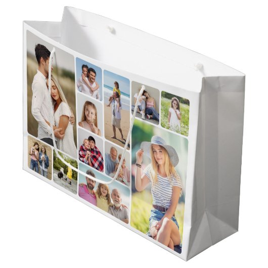 独自のラウンドコーナーを作成12フォトコラージュ ラージペーパーバッグ (正面アングル)