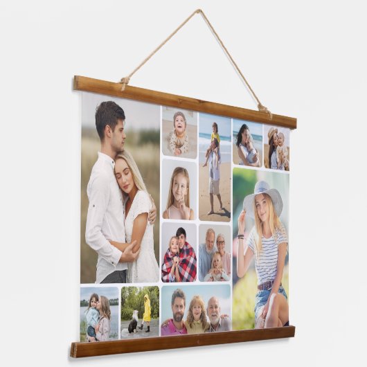 独自のラウンドコーナーを作成12フォトコラージュ 吊り下げ型タペストリー (傾斜あり)