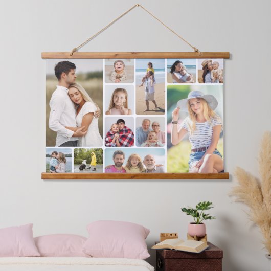 独自のラウンドコーナーを作成12フォトコラージュ 吊り下げ型タペストリー (寝室)