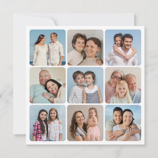 独自のラウンドコーナーを作成9 Photo Collage カード (正面)