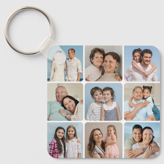 独自のラウンドコーナーを作成9 Photo Collage キーホルダー (正面)