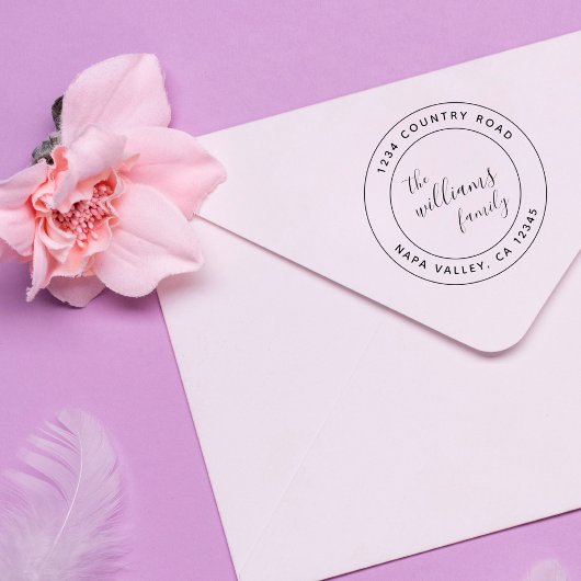 独自のラウンドシンプル差出人住所のモダン作成 セルフインキングスタンプ