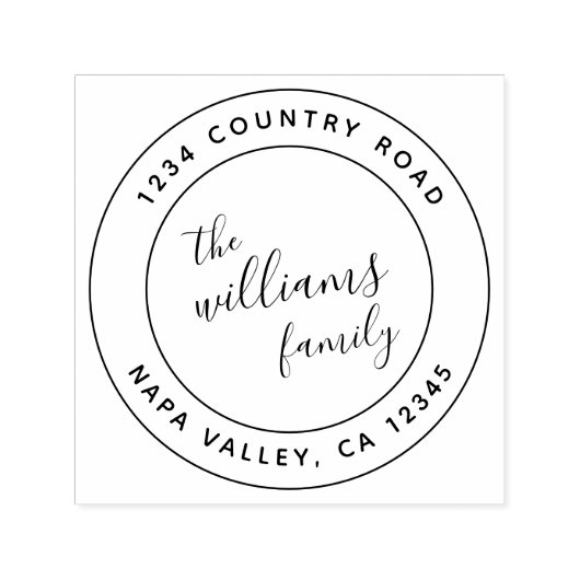 独自のラウンドシンプル差出人住所のモダン作成 セルフインキングスタンプ (デザイン)