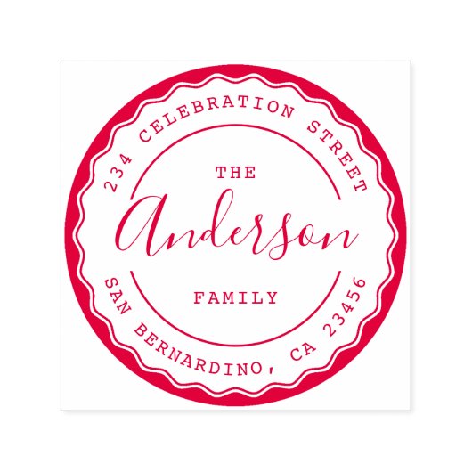 独自のラウンドファミリ名を作成差出人住所 セルフインキングスタンプ (デザイン)