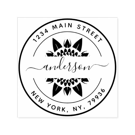独自のラウンドモダン差出人住所 セルフインキングスタンプ (デザイン)