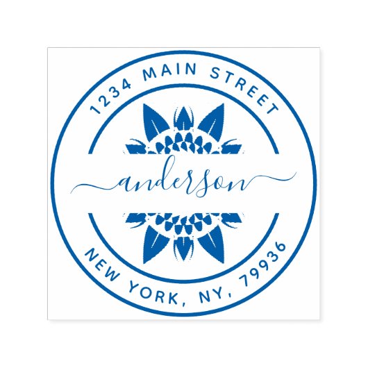 独自のラウンドモダン差出人住所 セルフインキングスタンプ (デザイン)