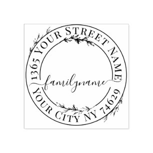 独自のラウンドモダン差出人住所 ラバースタンプ