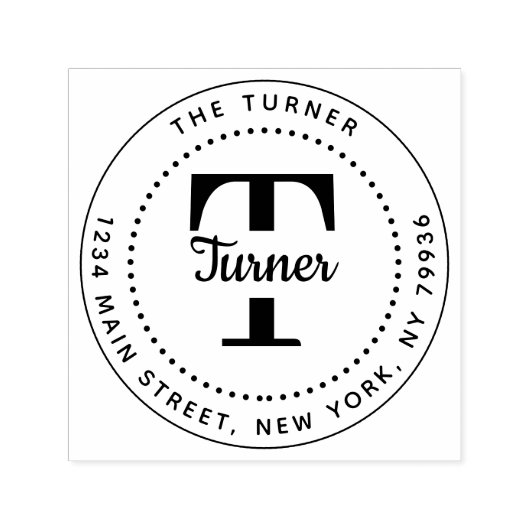 独自のラウンドモノグラム差出人住所の作成 セルフインキングスタンプ (デザイン)