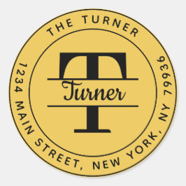 独自のラウンドモノグラム差出人住所の作成 ラウンドシール